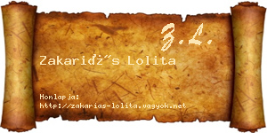 Zakariás Lolita névjegykártya